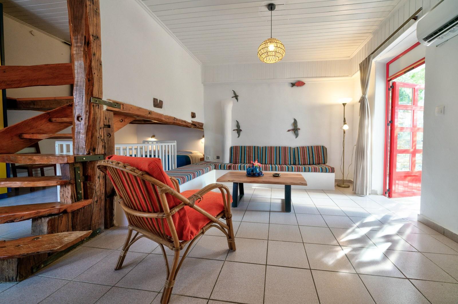 Inside garden apartment two, with its timber half-floor