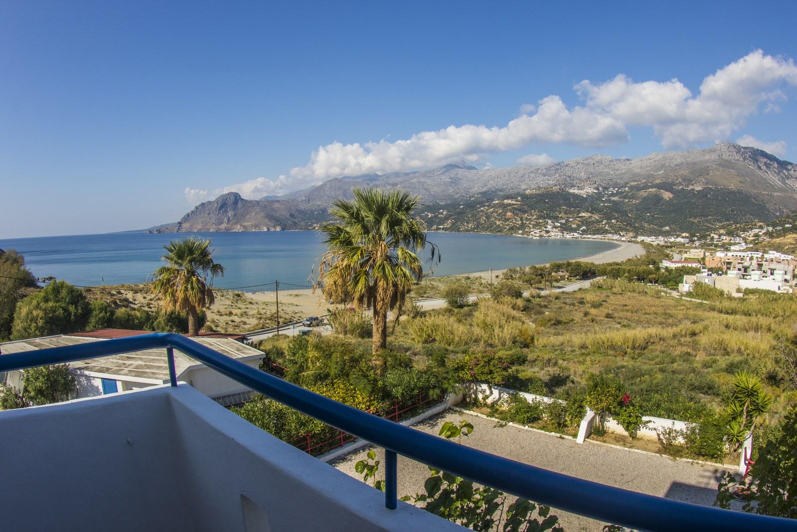 The view of Plakias bay from a balcony at the hotel