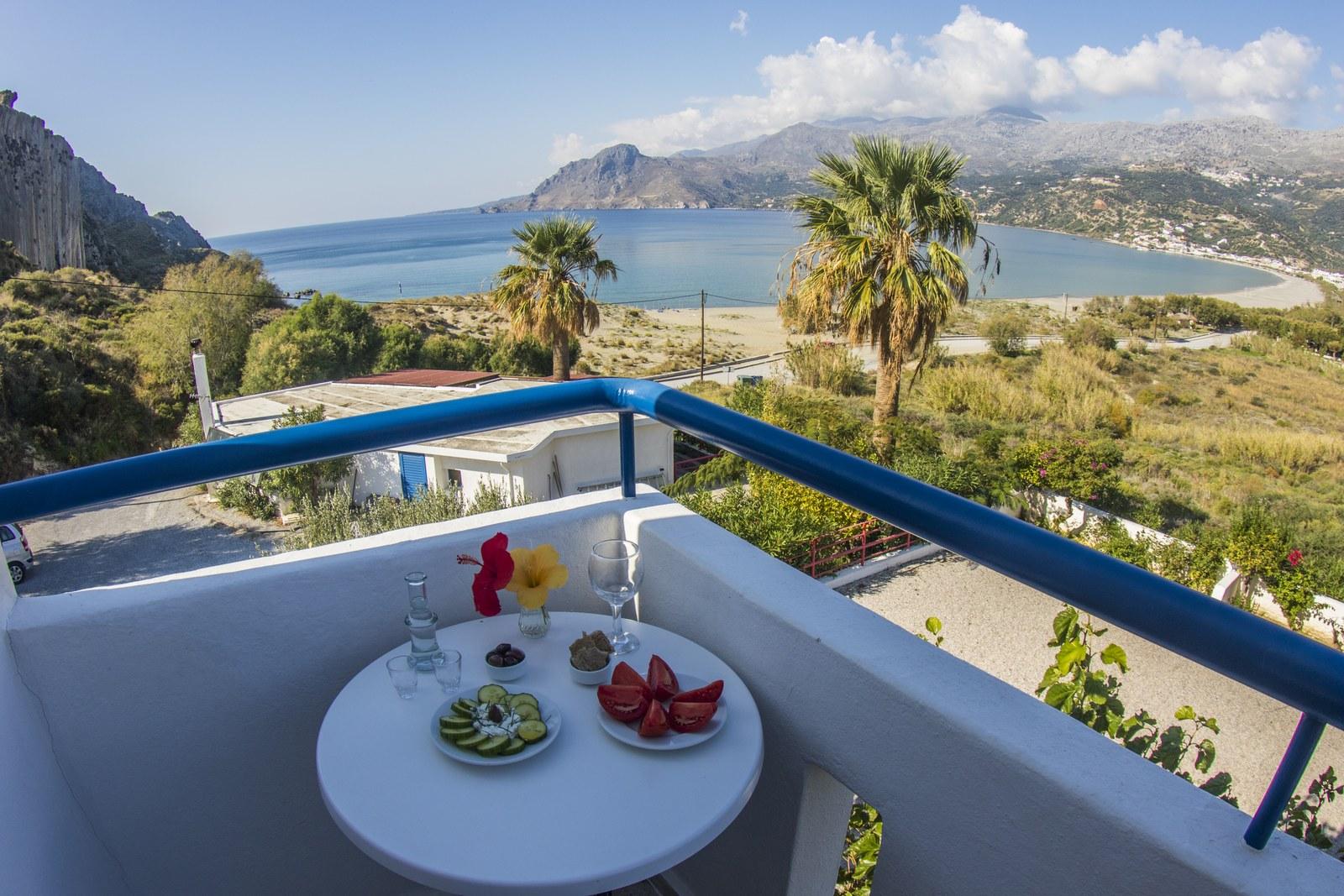 The view of Plakias bay from a balcony at the hotel