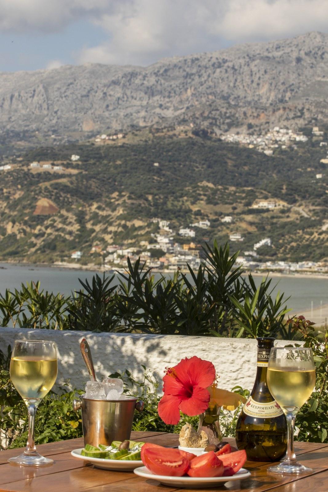 The view of Plakias bay from a balcony at the hotel