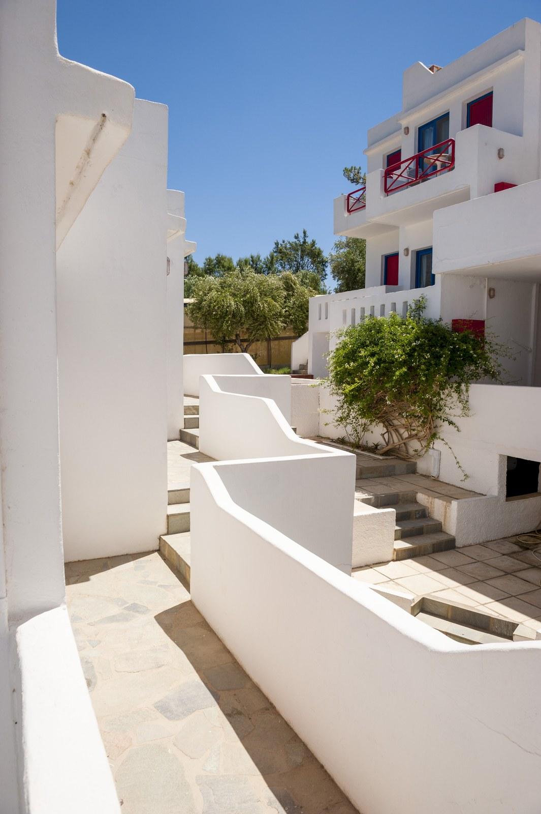 The hotel buildings and garden