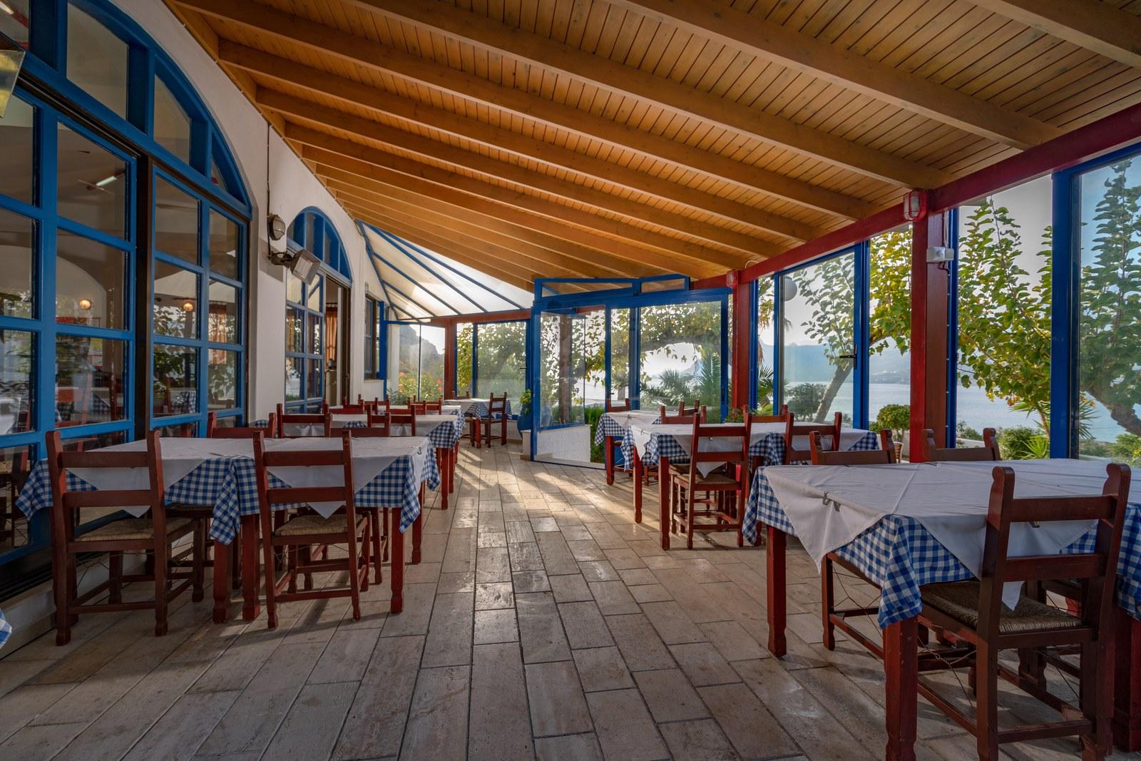 The restaurant terrace at Plakias Bay