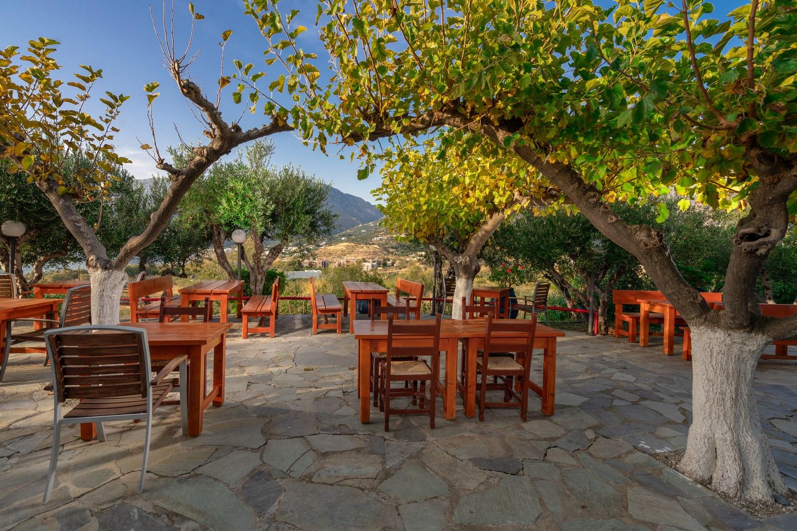 The restaurant terrace at Plakias Bay