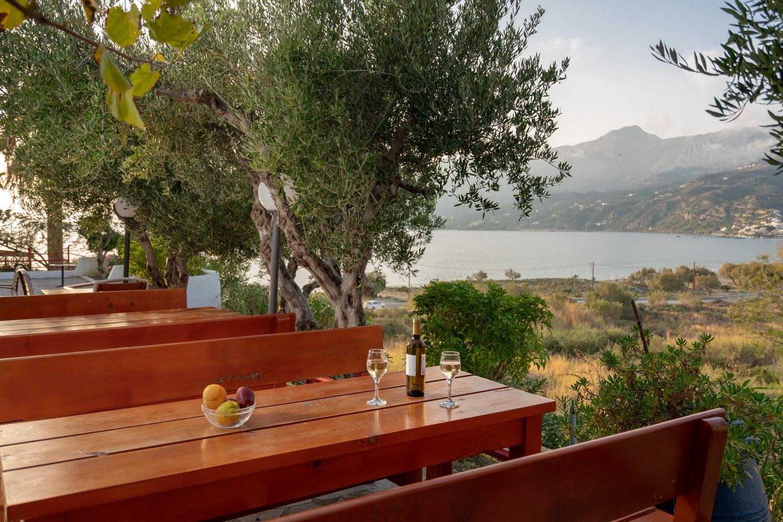 The restaurant terrace at Plakias Bay