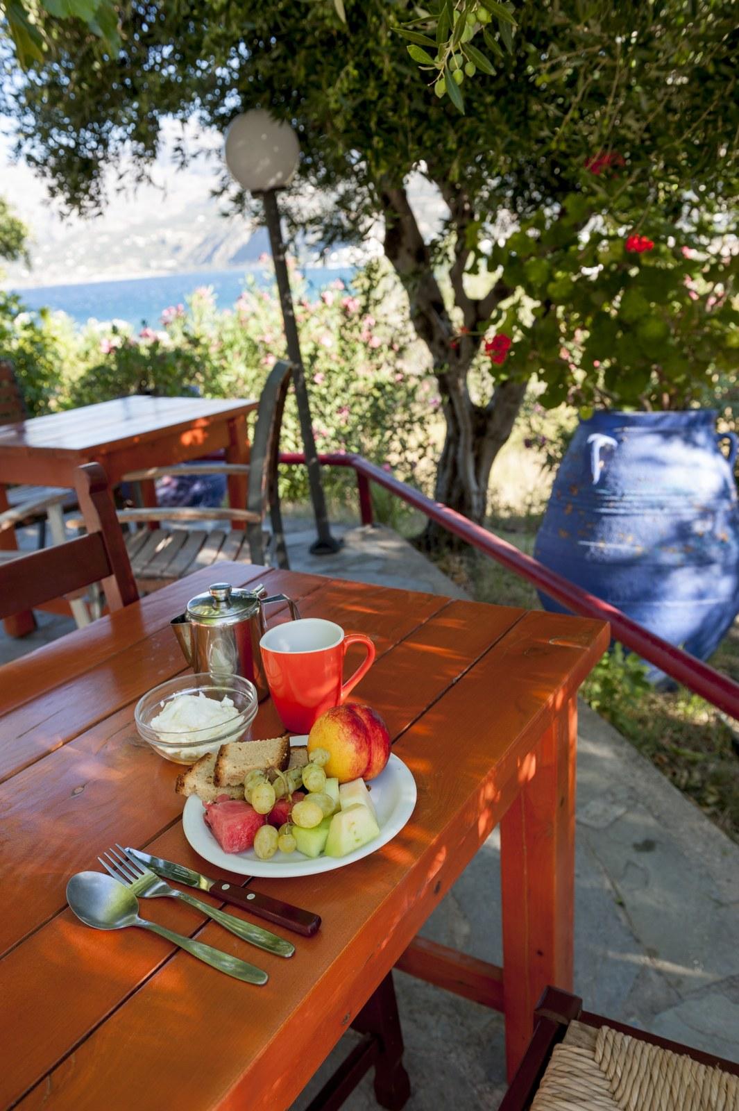 The restaurant terrace at Plakias Bay